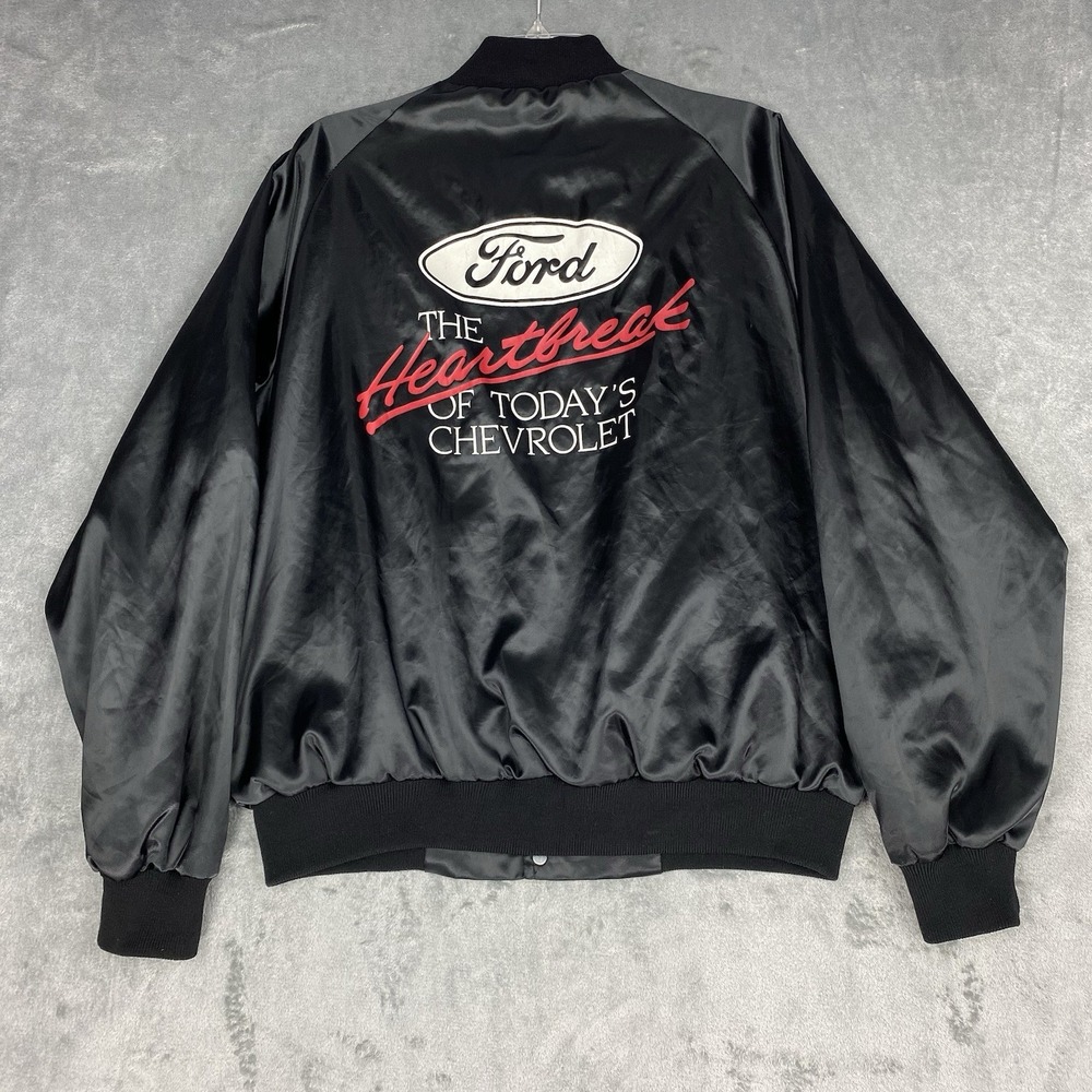 Vintage Ford Jacket Mens L West Ark The Heartbreak Of Todays Chevrolet Satin